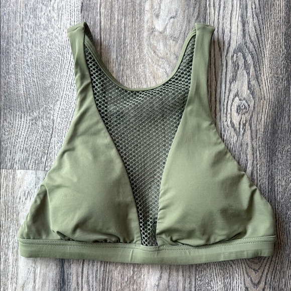 Billabong Swimsuit Meshin' With You Olive Green Mesh Bikini Top Size Small - Picture 1 of 12